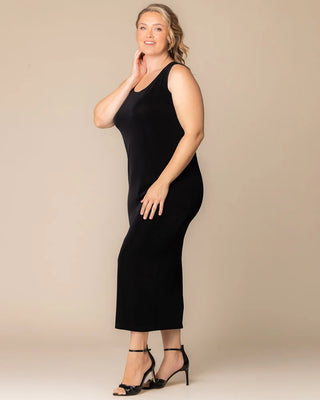 Classic Silky Sleeveless Maxi Tank Dress by Vikki Vi in Black