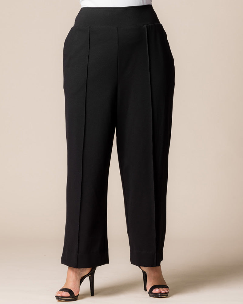 Kiyonna Women's Plus Size Polished Ponte Wide Leg Pants - Black Noir Kiyonna Women's Plus Size Polished Ponte Wide Leg Pants - Black Noir