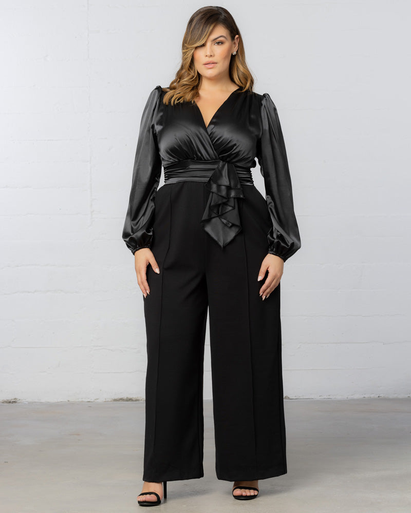Women's Plus Size Refined Satin Jumpsuit by Kiyonna