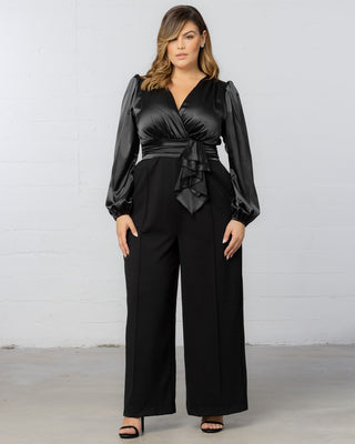 Refined Satin Jumpsuit in Onyx