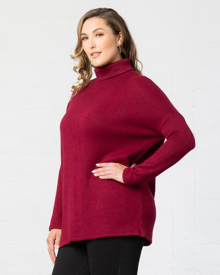 Paris Turtleneck Tunic Sweater in Burgundy