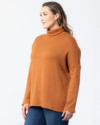 Paris Turtleneck Tunic Sweater  in Camel