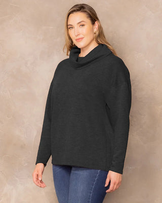 Astrid Long Sleeve Turtleneck Sweater in Back Noir