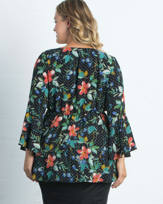 Ava Bell Sleeve Top  in Poppy Polka Dots
