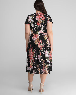 Harper Party Dress in Black Floral Print