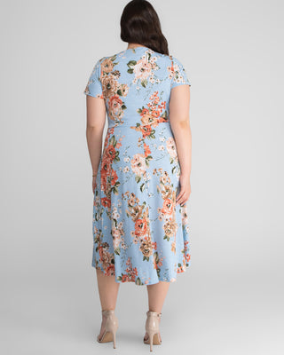 Harper Party Dress in Sky Blue Florals