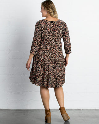 Issy Tiered Tunic Dress  in Black Floral Print