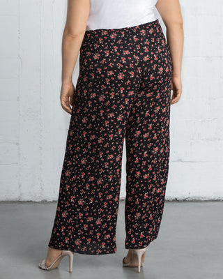 Kora Print Wide-Leg Pants  in Midnight Daisy Print