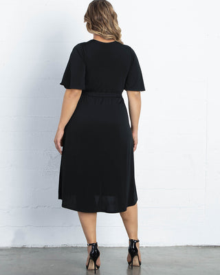 Melody Faux Wrap Dress  in Black