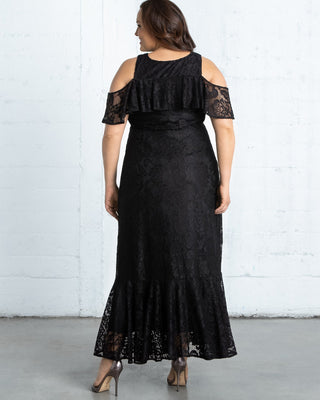 Riviera Lace Evening Gown  in Black Noir