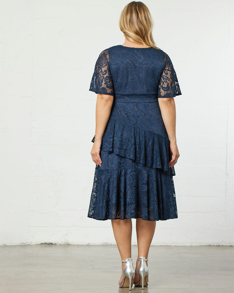 Kiyonna Plus Size Lace Affair Tiered Cocktail Dress - Black - 5X Kiyonna Plus Size Lace Affair Tiered Cocktail Dress - Black - 5X