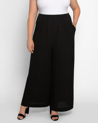 Coraline Crepe Palazzo Pants  in Black Noir