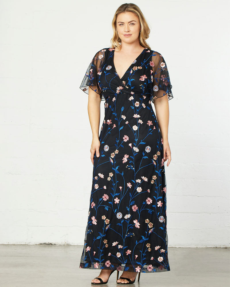 Plus Size Floral Print Mother Bride Dress Elegant V Neck - Temu