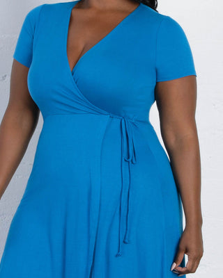 Farrah Faux Wrap Dress  in Imperial Blue