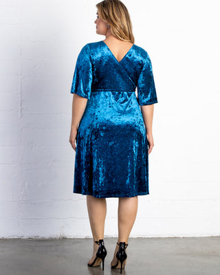 Fit and Flair Velvet Dress  in Sapphire