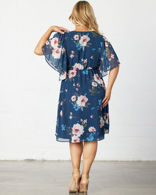 Florence Flutter Sleeve Dress  in Twilight Garden Print