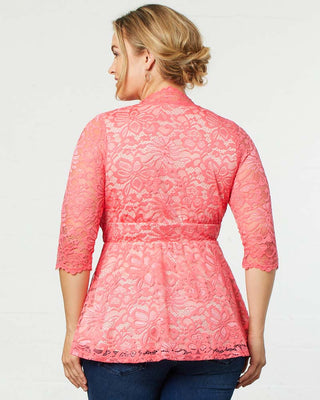 Linden Lace Top  in Coral