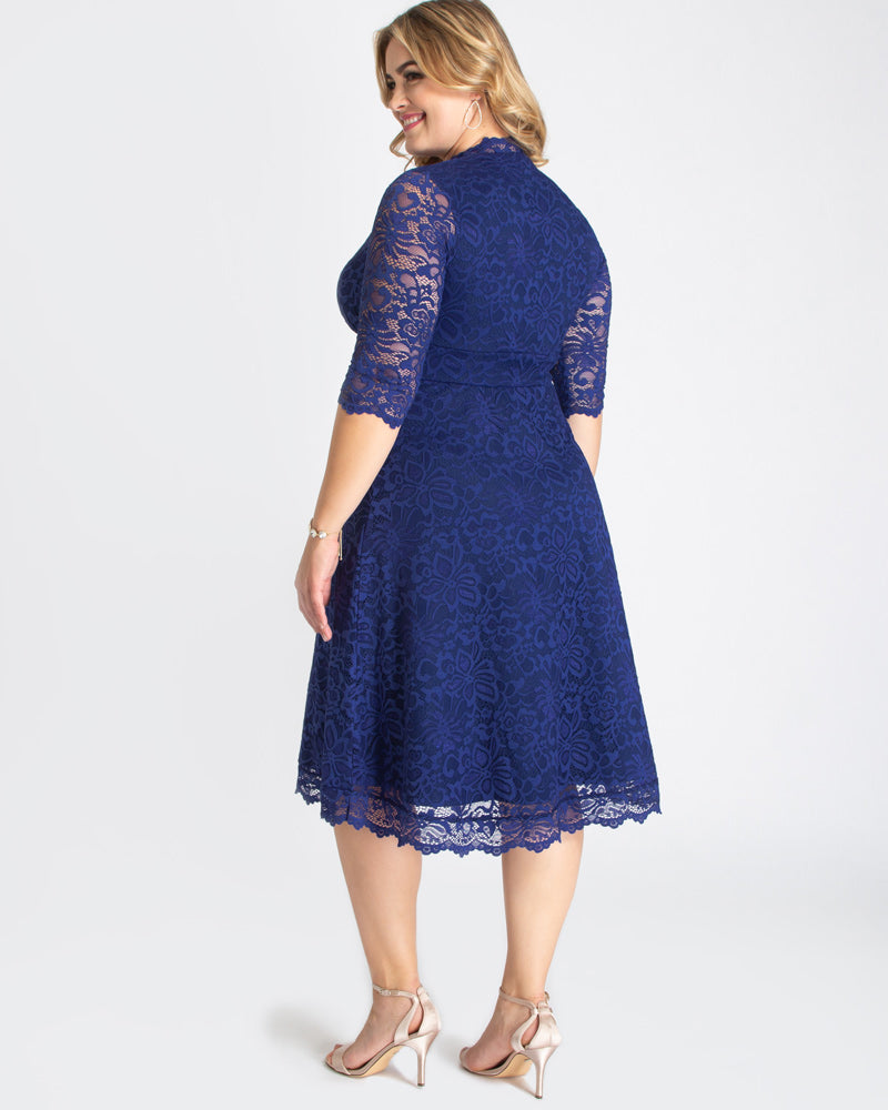 Mademoiselle Lace Cocktail Dress - Plus Sapphire / 1X Mademoiselle Lace Cocktail Dress - Plus Sapphire / 1X