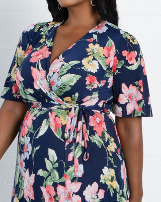 Melody Faux Wrap Dress  in Watercolor Blooms