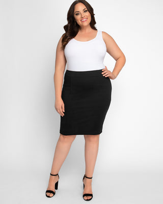 Priscilla Knit Pencil Skirt  in Black