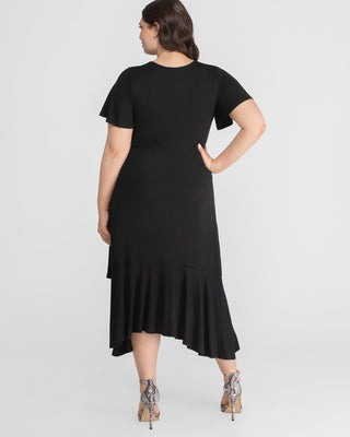 Rayna Plus Size Cocktail Wrap Dress in Black