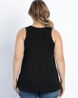 Relaxed Scoopneck Tank  in Black