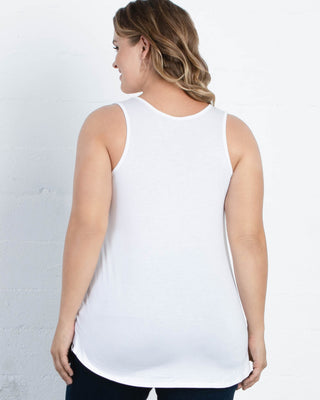 Relaxed Scoopneck Tank  in White