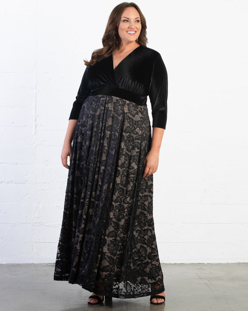 Plus size long black evening skirt top