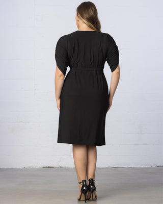 Eden Faux Wrap Dress  in Black Noir