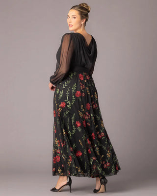 Isabella Embroidered Mesh Gown in Briar Rose