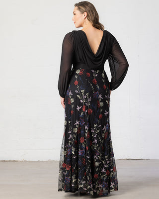 Isabella Embroidered Mesh Gown in Enchanted Garden