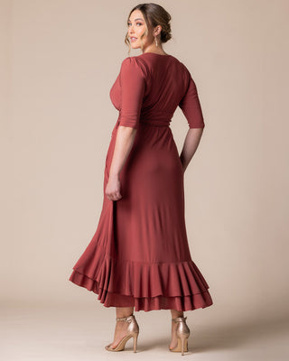 Veronica Ruffled Evening Gown in Rosy Sunset