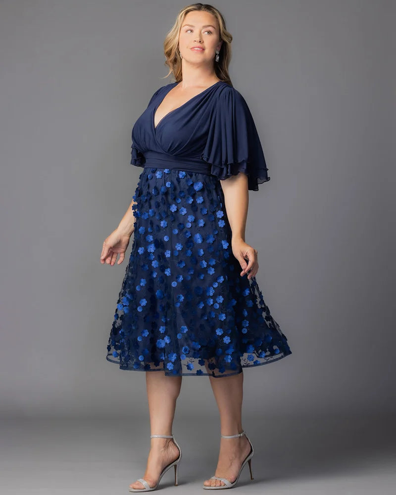 Kiyonna Plus Size Pretty Petals Mesh Cocktail Dress