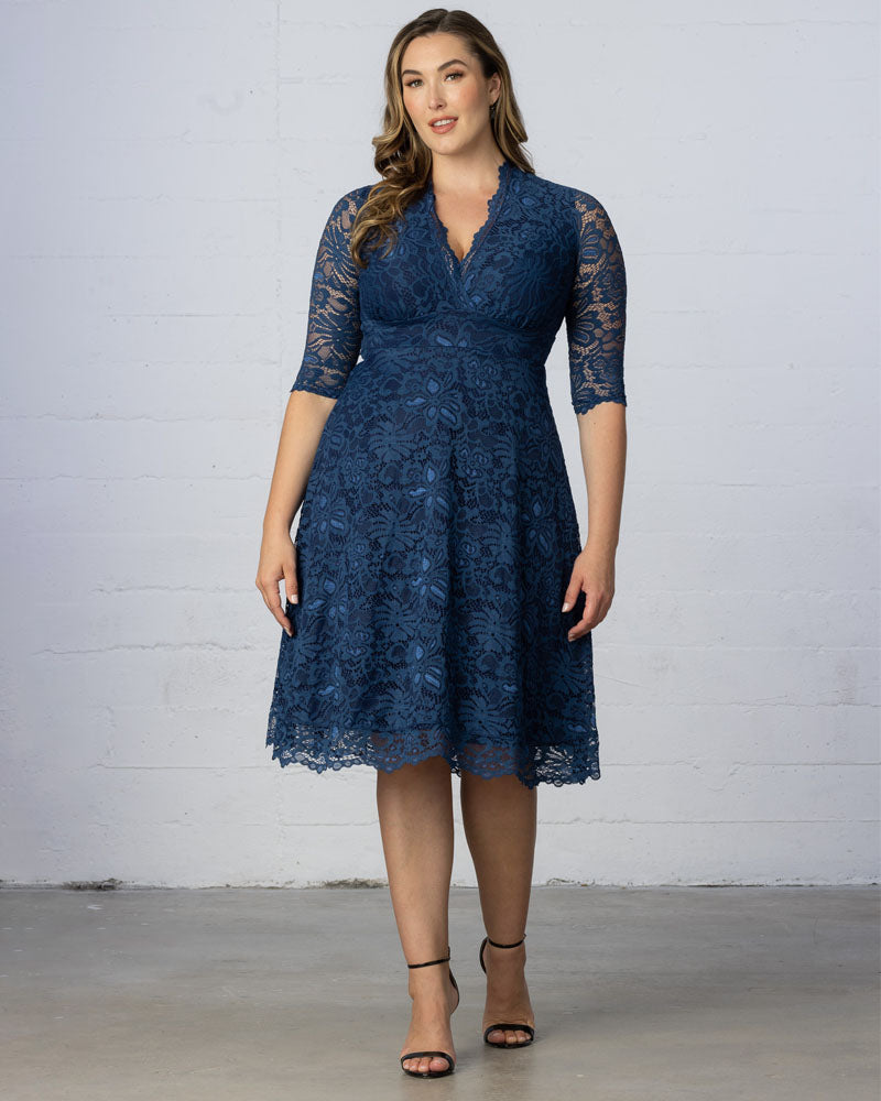 Plus Size Mademoiselle Lace Cocktail Dress Navy / 5X (30-32)