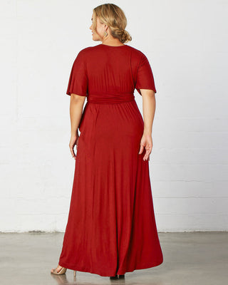 Indie Flair Maxi Dress in Tomato Red