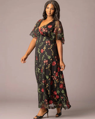 Embroidered Elegance Evening Gown in Briar Rose