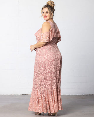 Riviera Lace Evening Gown  in Blush