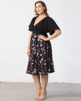 Lillian Embroidered Cocktail Dress in Bordeaux Blooms