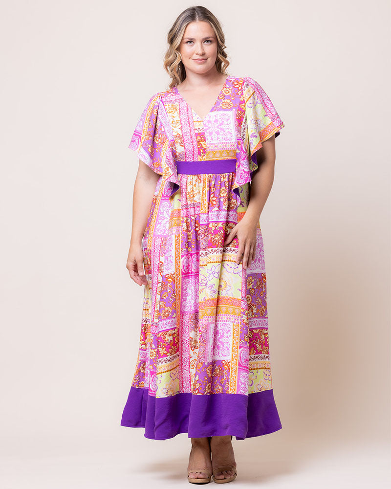 Plus Size Mediterranean Breeze Boho Maxi Dress - Kiyonna Plus Size Mediterranean Breeze Boho Maxi Dress - Kiyonna