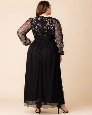 Eternal Embroidered Bodice Evening Gown in Moonlit Garden