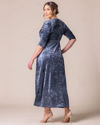 Cara Velvet Wrap Gown in Deep Frost