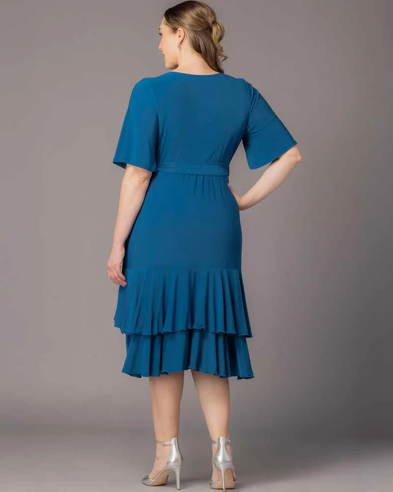 Kiyonna Women's Plus Size Miranda Wrap Dress, Blue, 5X Kiyonna Women's Plus Size Miranda Wrap Dress, Blue, 5X