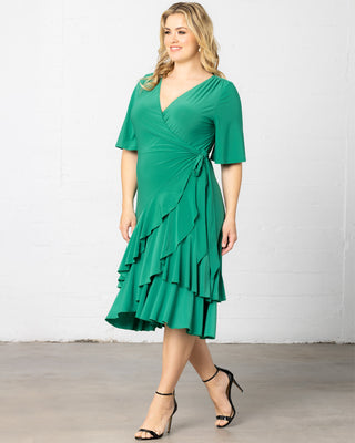 Miranda Wrap Dress  in Emerald Green