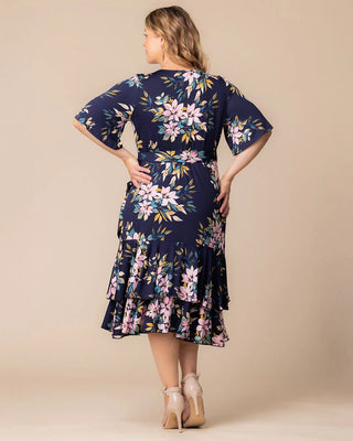 Miranda Wrap Dress in Navy Romantic Florals