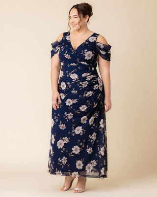 Seraphina Mesh Gown in Navy Blooms