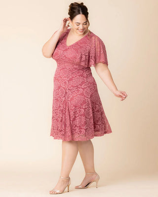 Camille Lace Cocktail Dress in Rose Pink