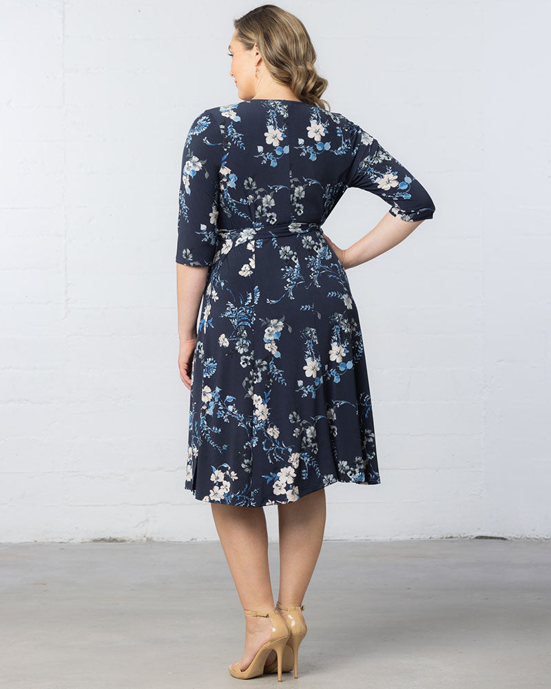 Kiyonna Women's Plus Size Signature Print Wrap Dress, Blue, 3X Kiyonna Women's Plus Size Signature Print Wrap Dress, Blue, 3X
