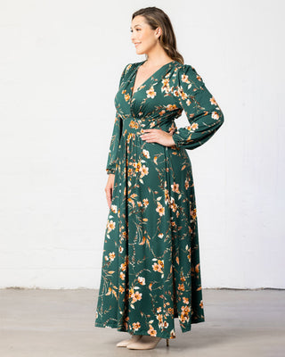 Kelsey Long Sleeve Maxi Dress in Green Garden