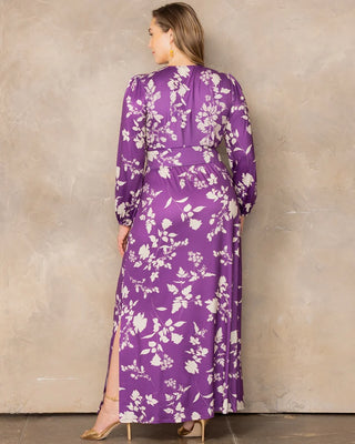 Kelsey Long Sleeve Maxi Dress in Purple Blooms