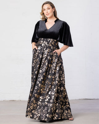 Radiant Opulence Evening Gown in Gilded Noir
